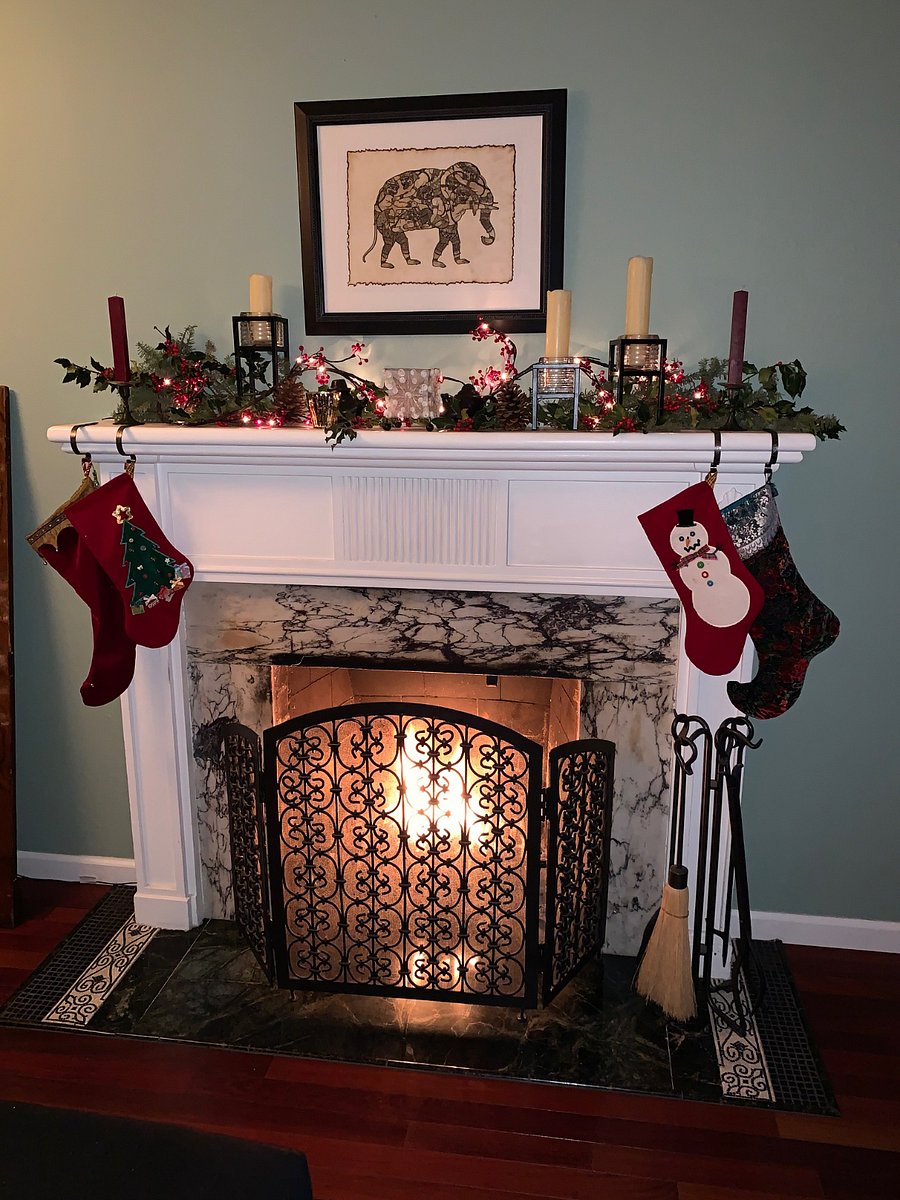 Cozy fireplace in the winter