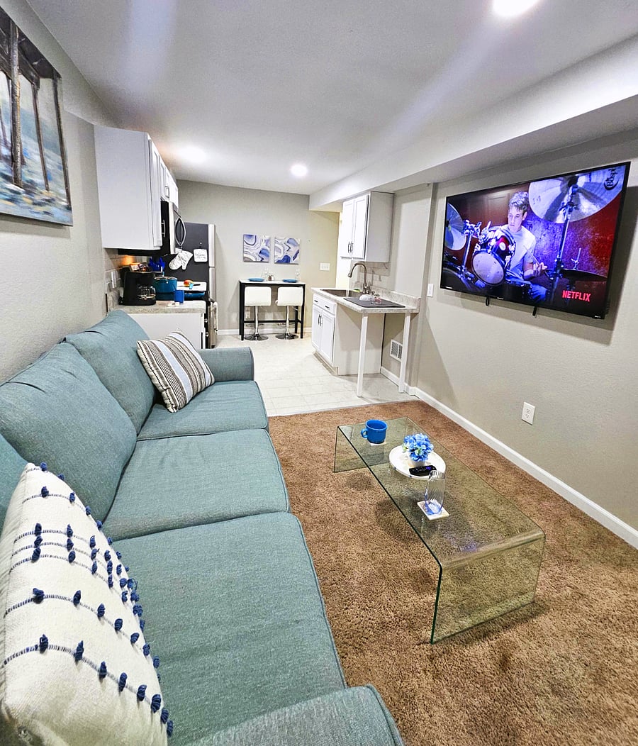 Living room and kitchen