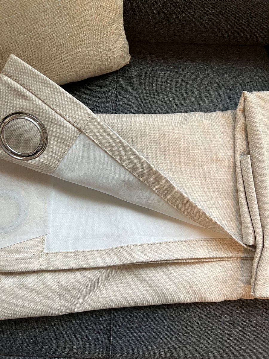 Blackout curtains have a thick, white liner which reflects light. No light shines through, so good sleep can be had.