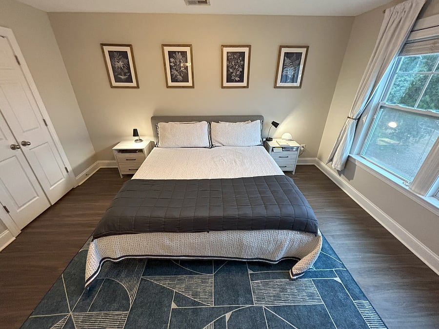 Master bedroom with walk-in wardrobe and double vanity ensuite bathroom