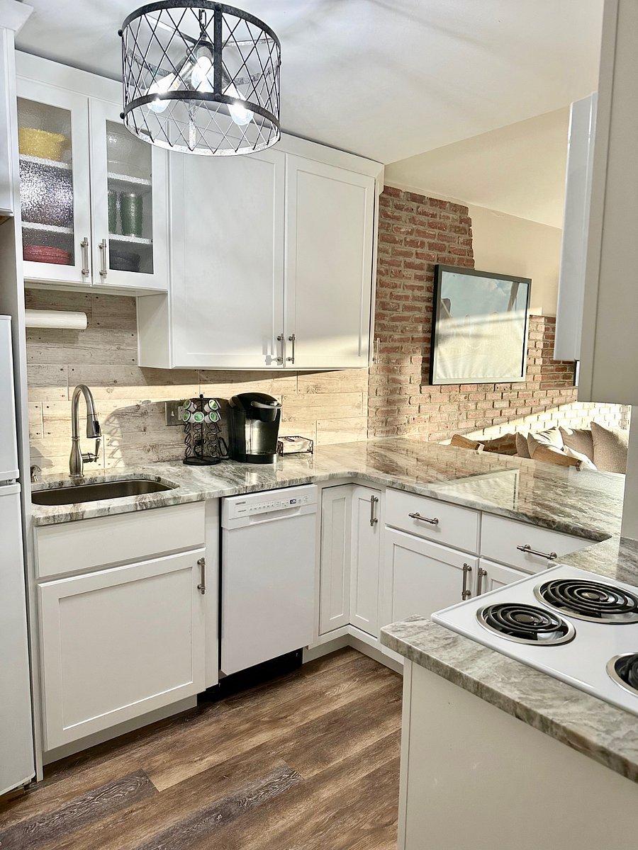 Kitchen cabinets and drawers stocked with everything you need.