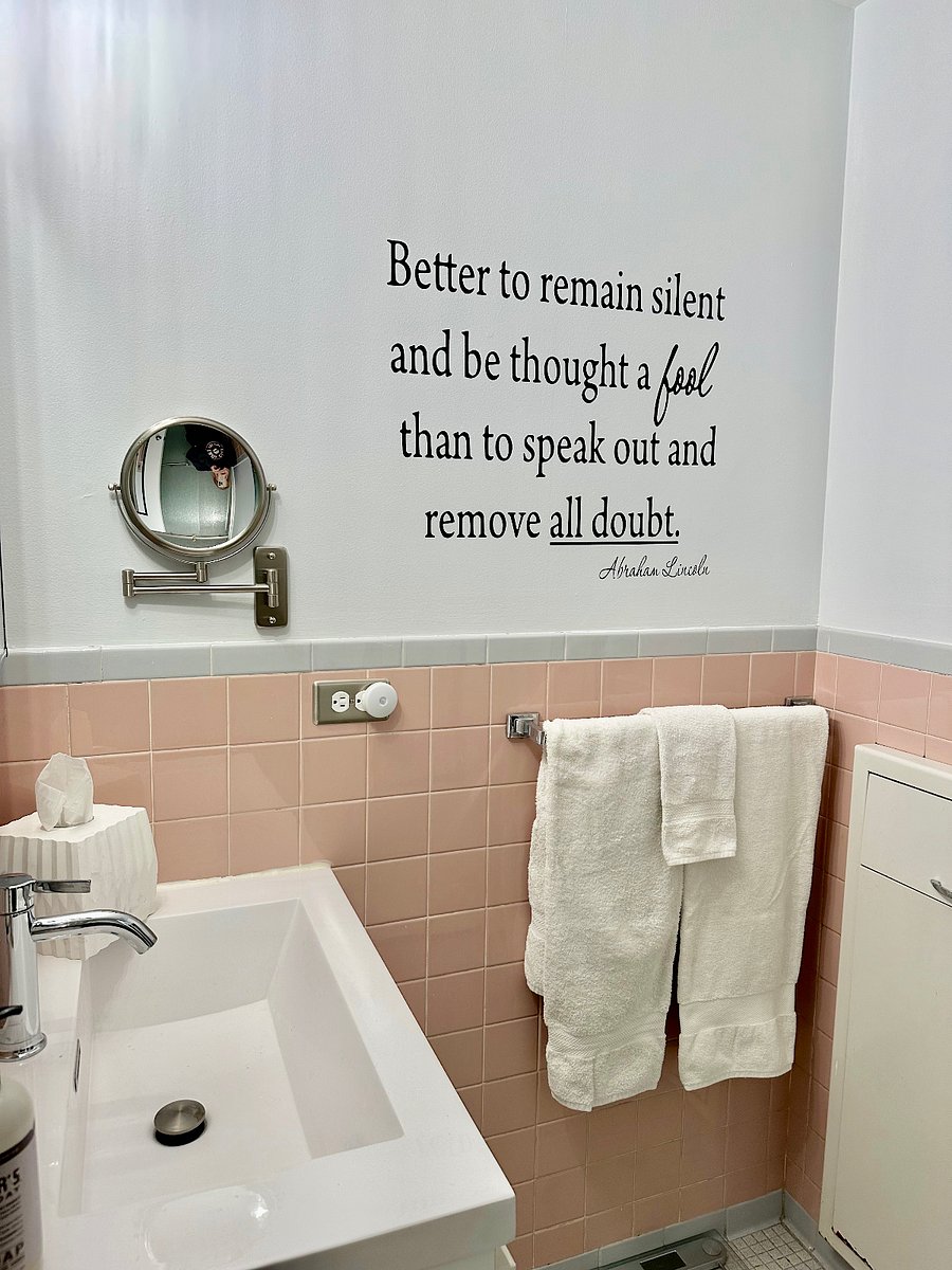 Motion sensor night light and fresh white towels are just a few amenities provided to make your stay comfortable.