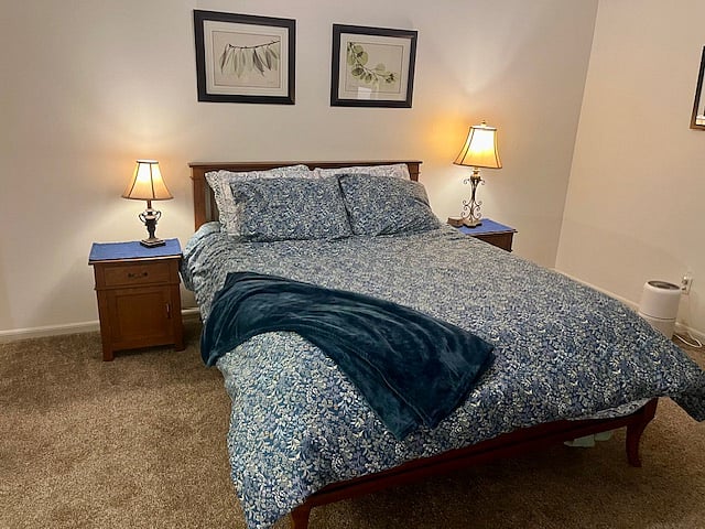 Bedroom with sound machine for better sleeping