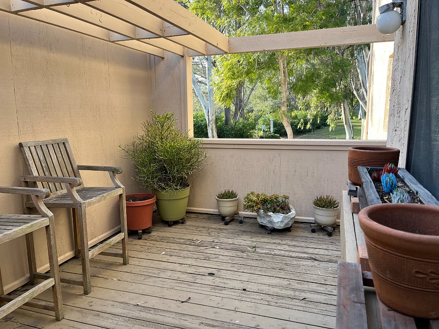 Deck/Patio off kitchen overlooking community park.