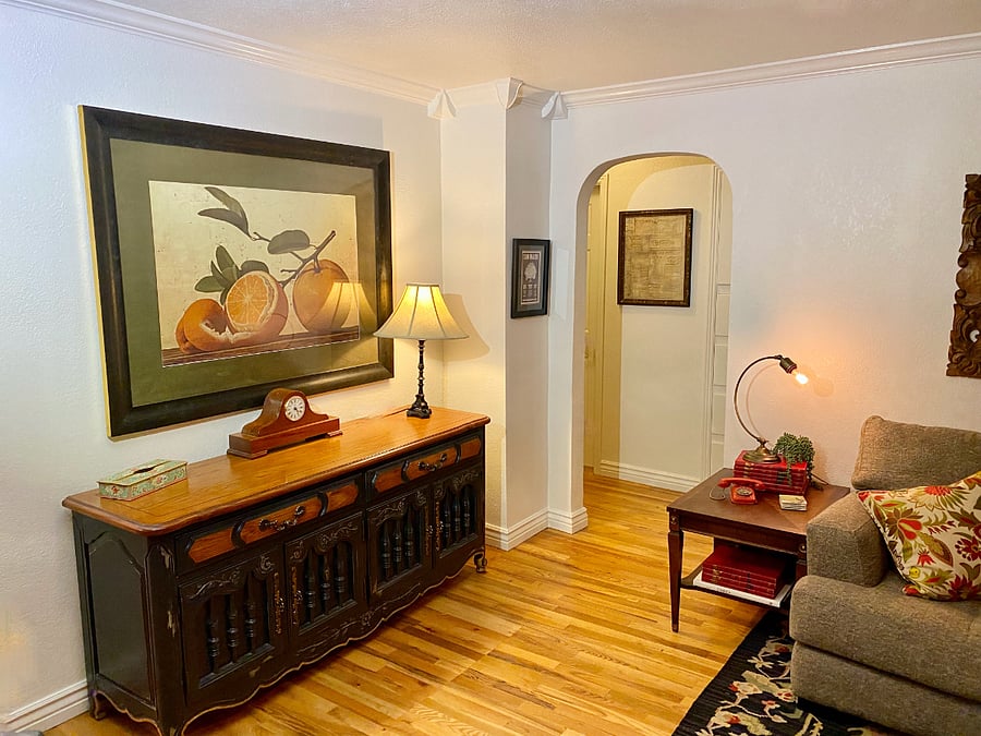 View from front door. Buffet is a great lay-down place when you walk into the house.  