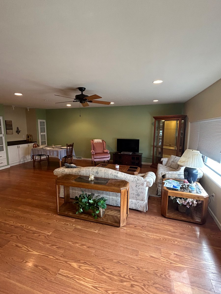 Living and dining area off of kitchen