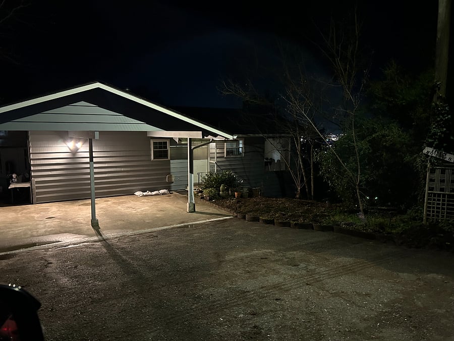 Carport parking at night