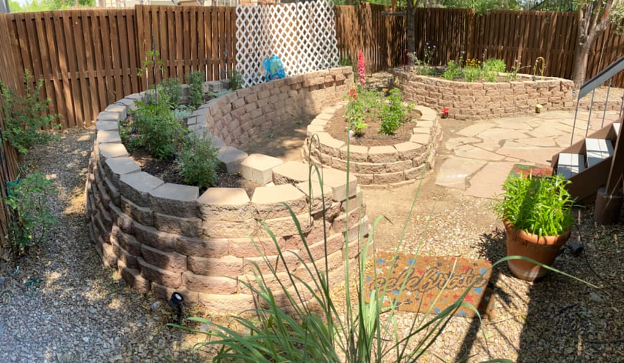 Lower flagstone patio with gate out to the lake