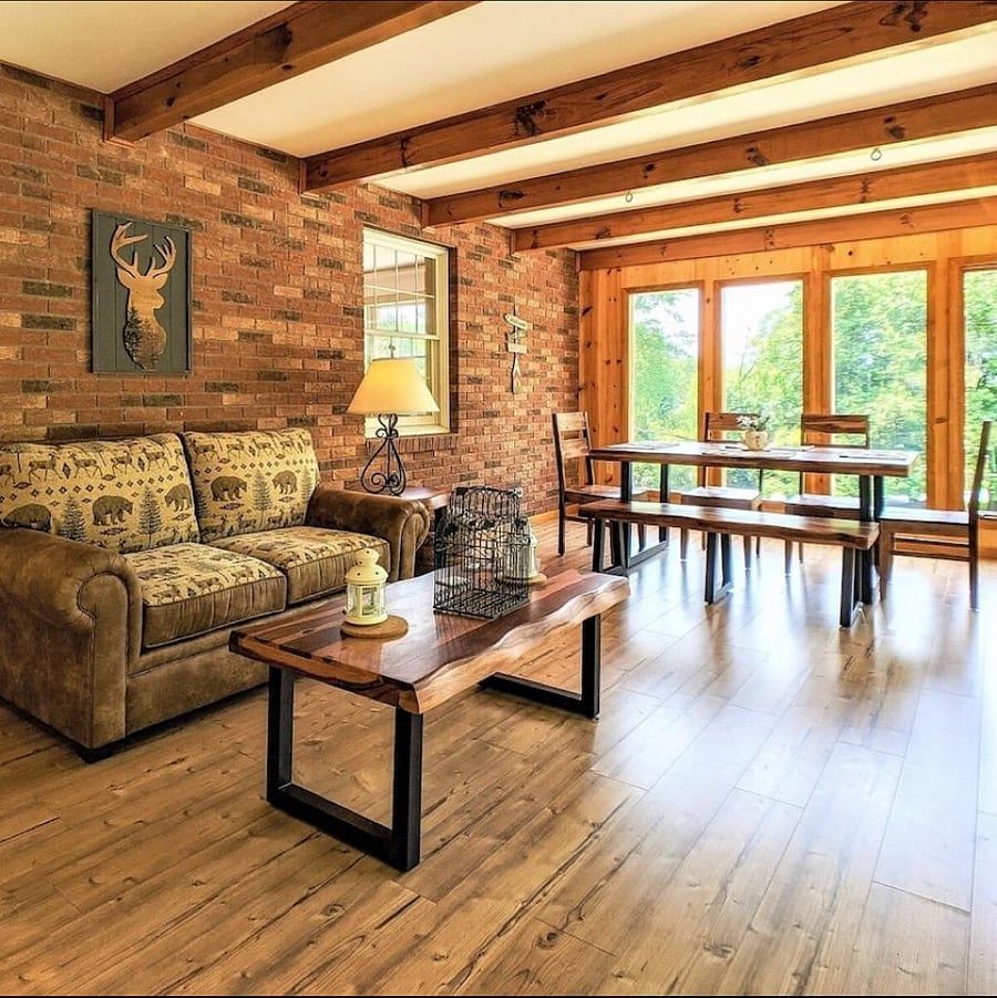 Sunroom with dining and sitting areas