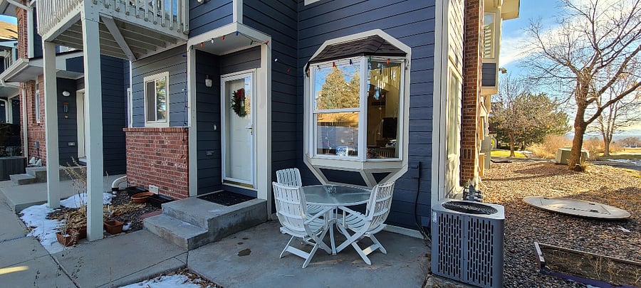 Outdoor patio seating area to enjoy the Colorado sunshine and grill in the summers!
