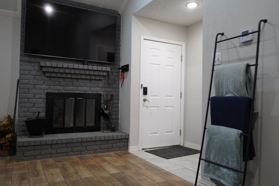 Wood Burning Fireplace with Large Sreen Television