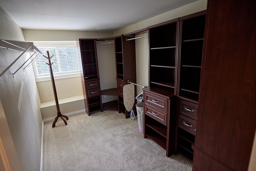 Walk in closet in master bedroom