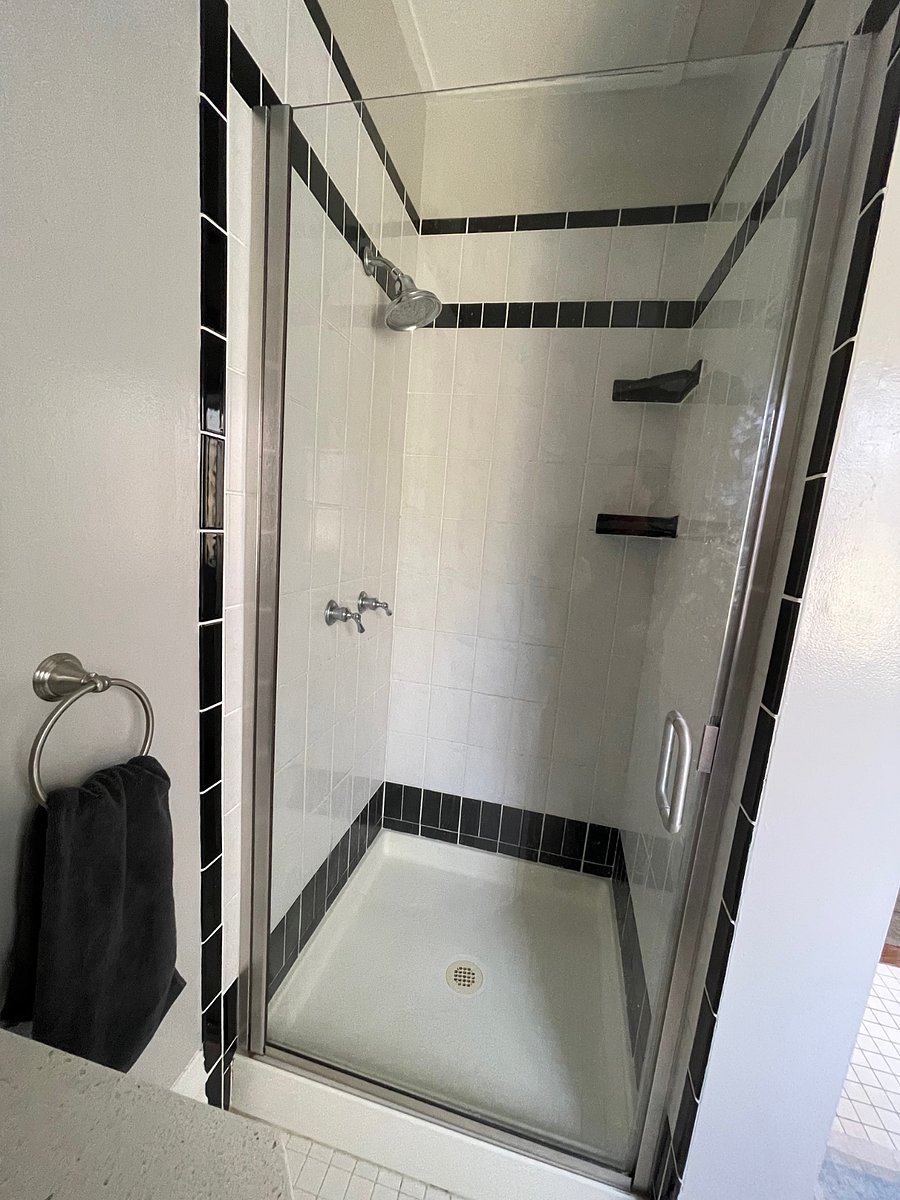 Bathroom shower with great water pressure.