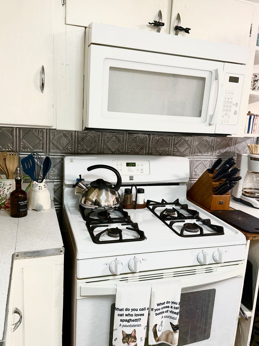Full gas stove/oven and microwave- toaster for the bagels