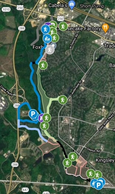 Tuckahoe Creek Park trail map--6 miles to walk, run, fish and picnic, and steps away from the front door.