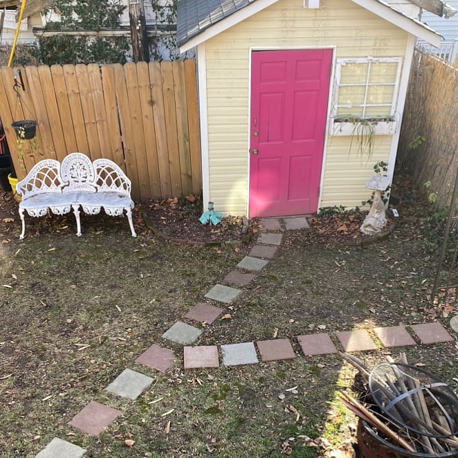 Fully fenced back yard for privacy, park view, fire pit, deck with round table and chairs, large umbrella for summer months.