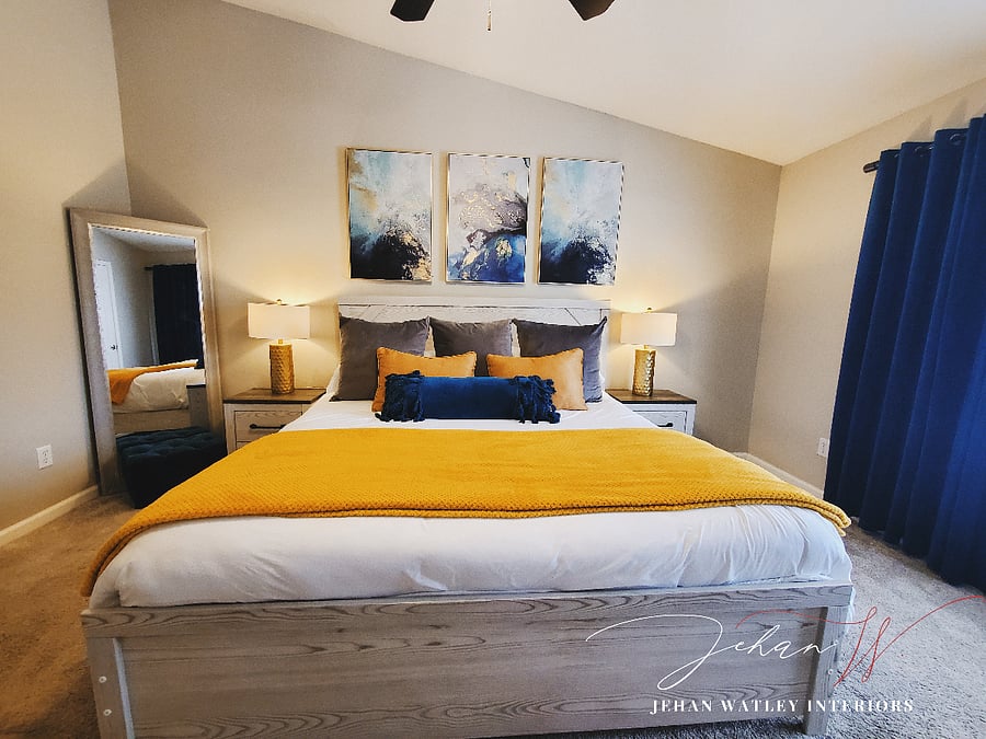 Bedroom 1 with King Bed and Private Bathroom