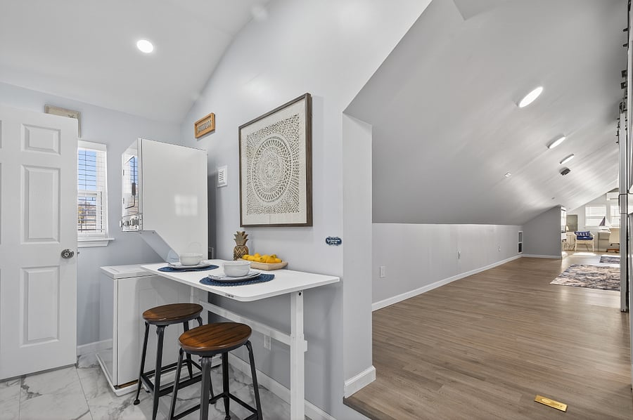 Loft Level - Kitchenette @ Washer and Dryer Interior Spiral Stairway Entrance.