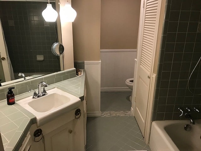 Bathroom shower with tub