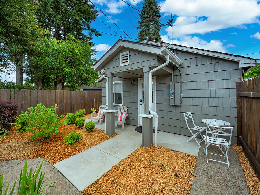 private yard w/ secured keyless locked gate