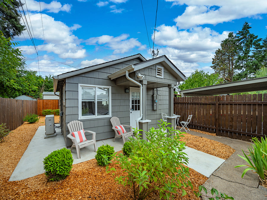 secured private yard complete w/ keyless entry on gate
