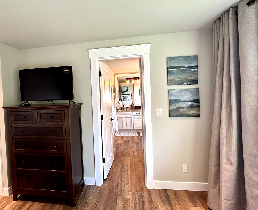 This photo shows the private entrance to the master bath.