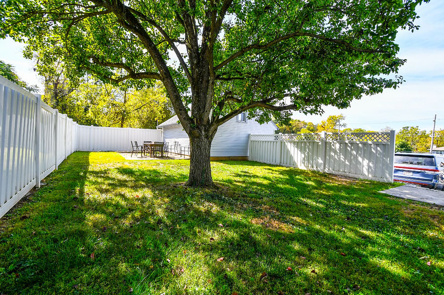 Backyard with patio table and chairs