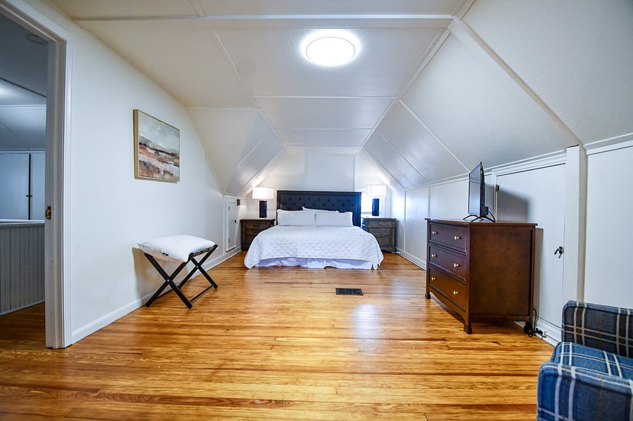 Primary bedroom with king bed