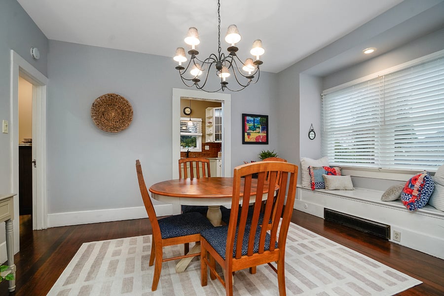 Dining room that leads into kitchen. Table seats 4.