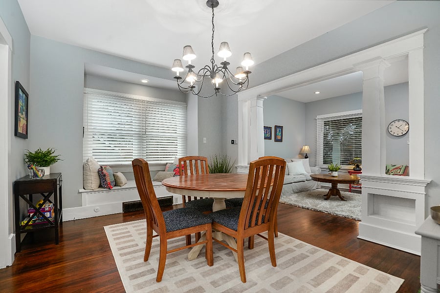 Dining room with nook seating.