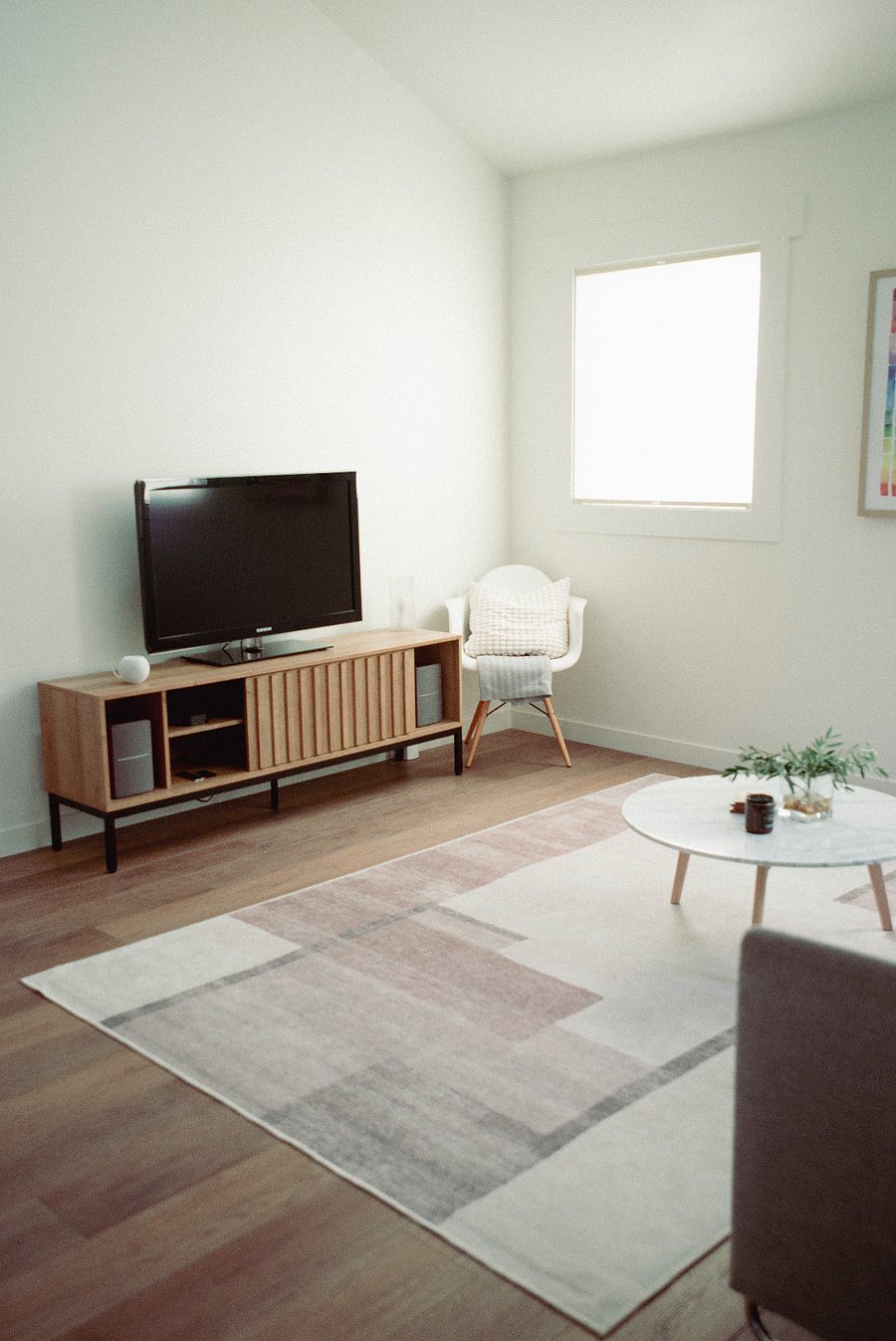 TV with Apple TV and speakers
