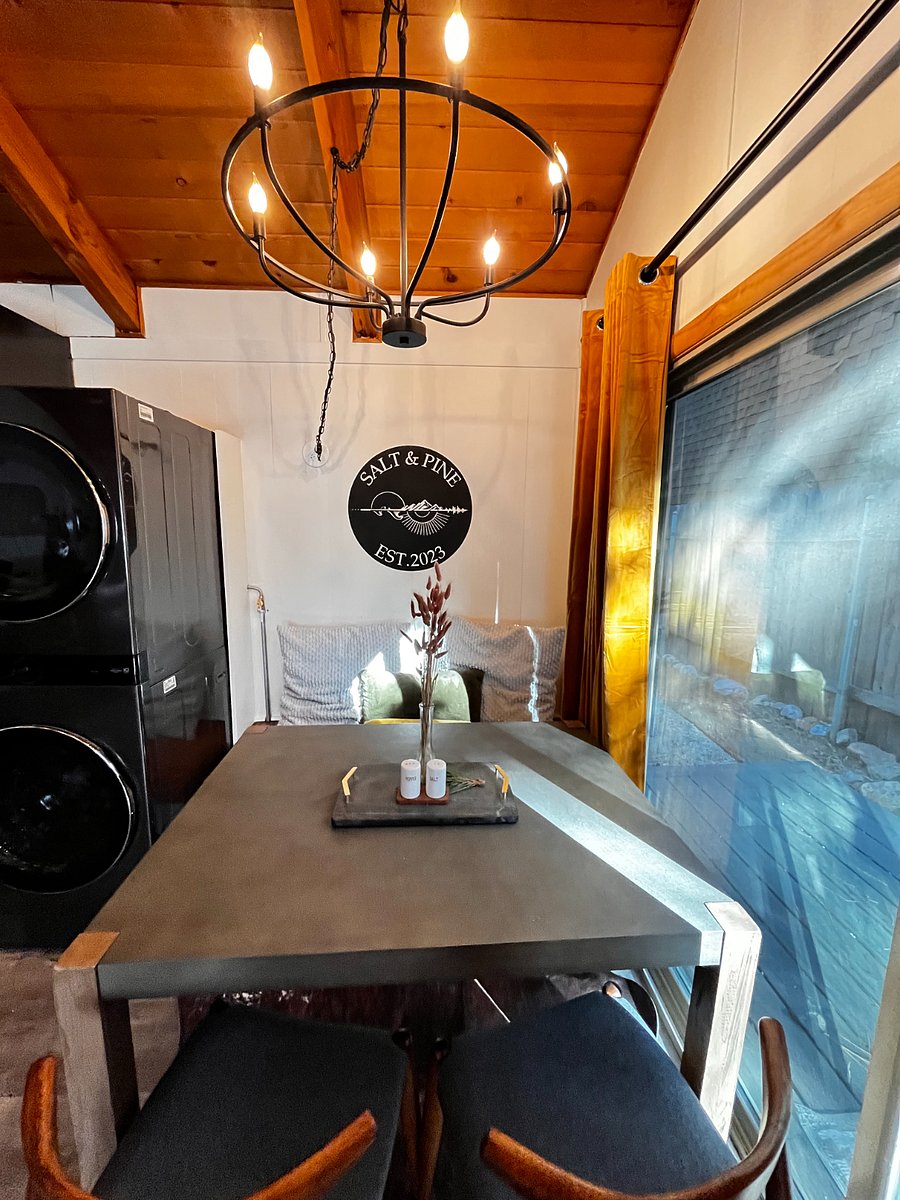 Dining table can fit 4 comfortably, 5 max