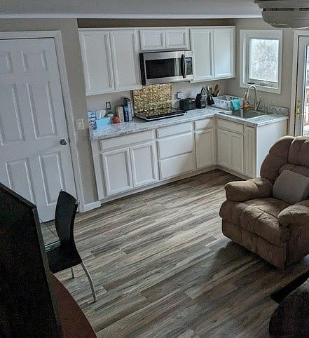Kitchen / Living Room area - with TV and kitchen table