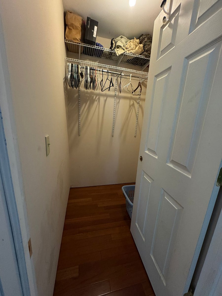 Apartment has two closets for storage and clothes. Plenty of storage.