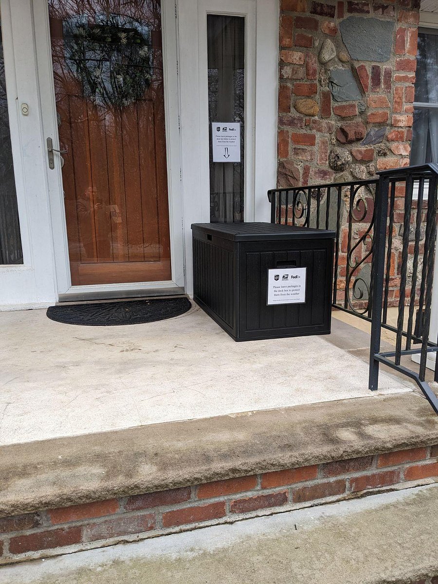 The house comes with an enclosed drop box, under a roofed porch, for packages so that tenants may receive packages in a protected space.