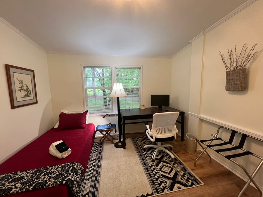 Office can be outfitted for an additional twin bed cot, as needed.