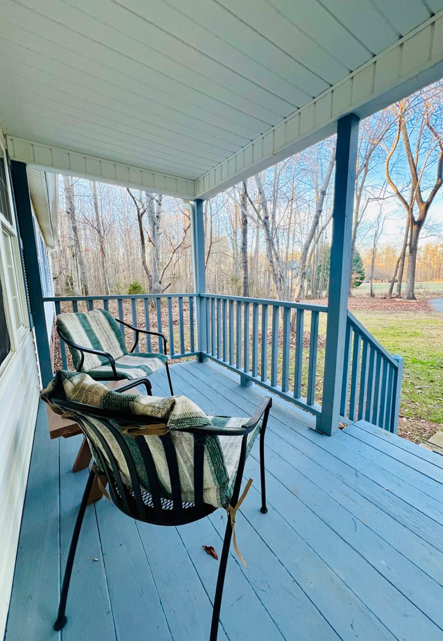 Enjoy the serene countryside on the deck.