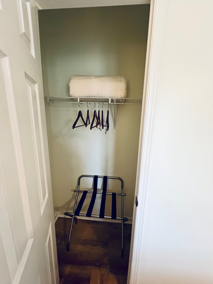 Closets are available in each bedroom, with luggage racks.