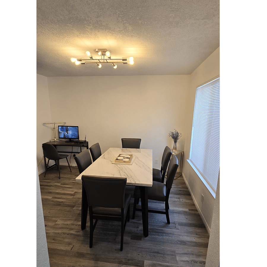 Formal dining table & dedicated workspace with monitor