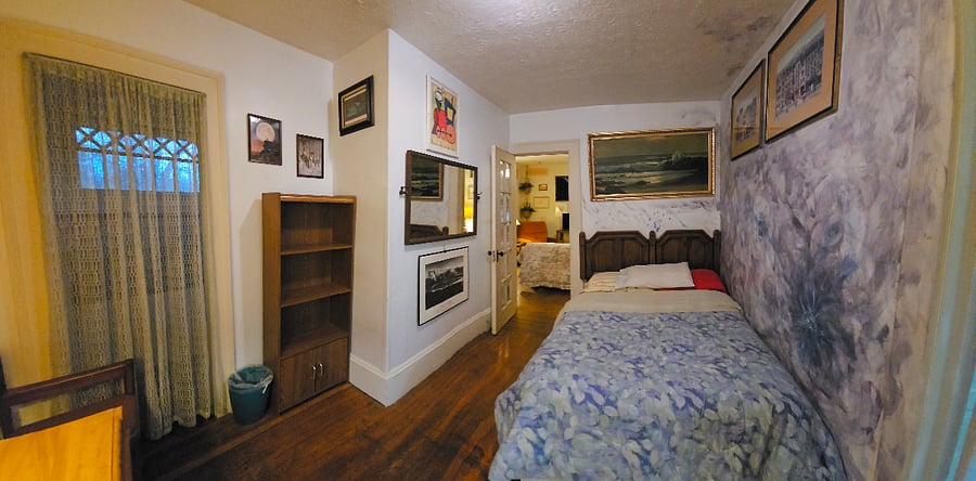 bedroom has double bed, new memory foam mattress.