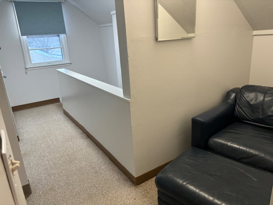 Upstairs: view from reading noom towards stairs (closet on your left).