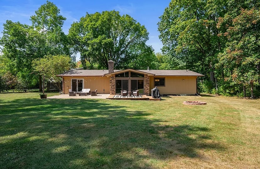 Backyard with patio and fire pit