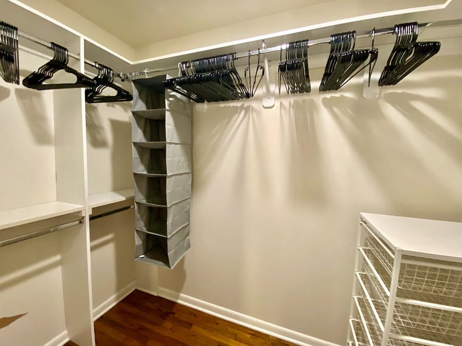 Walk-in closet attached to master suite