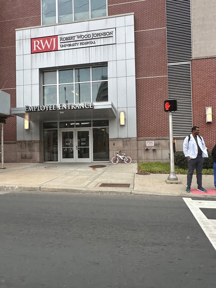 A short walk to the RWJ hospital employee entrance