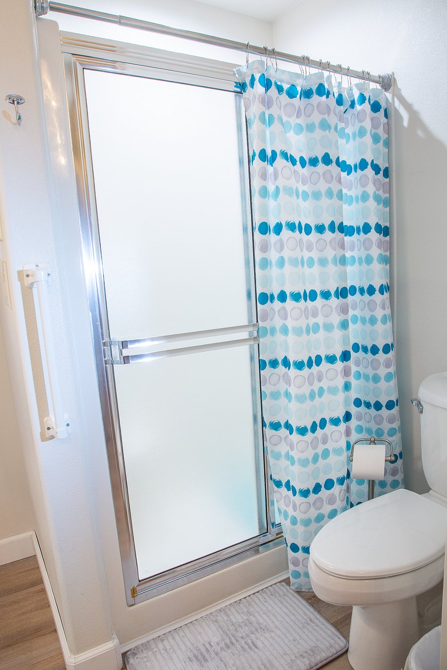 Bathroom has walk-in shower with good water pressure!