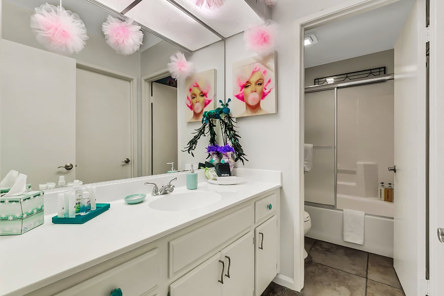 Guest bathroom come with hotel soaps and make up remover towels. 