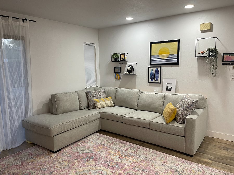 Living room with Sofa couch and 60in Smart TV