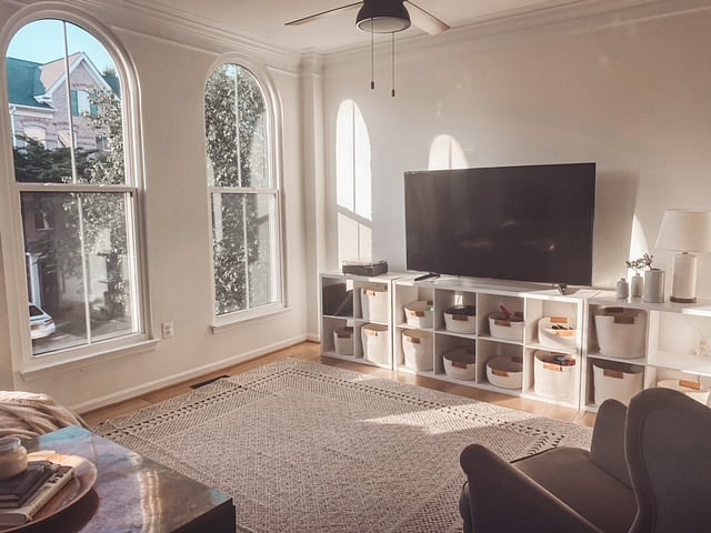 Family Room with bins of toys