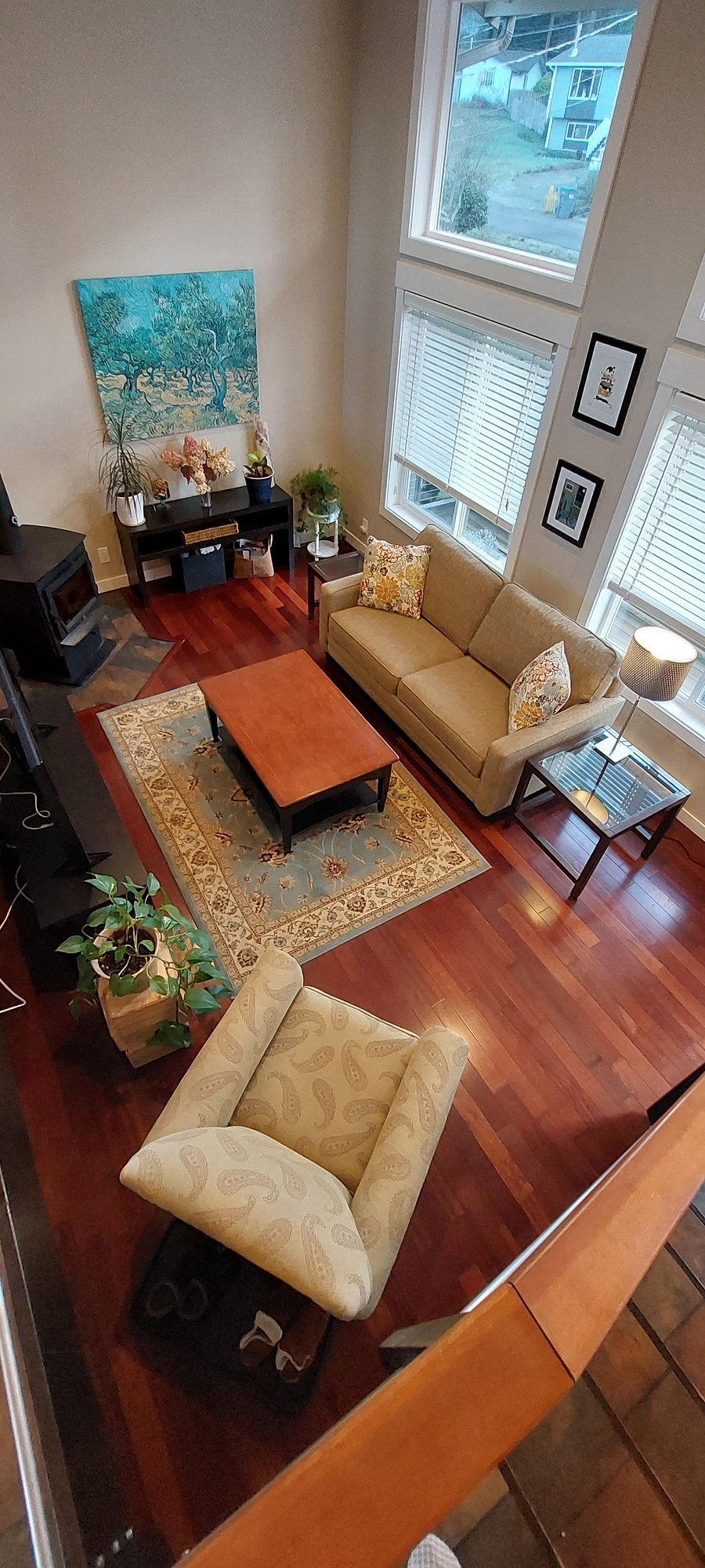 Bright, comfortable shared living room for relaxing after long shifts.