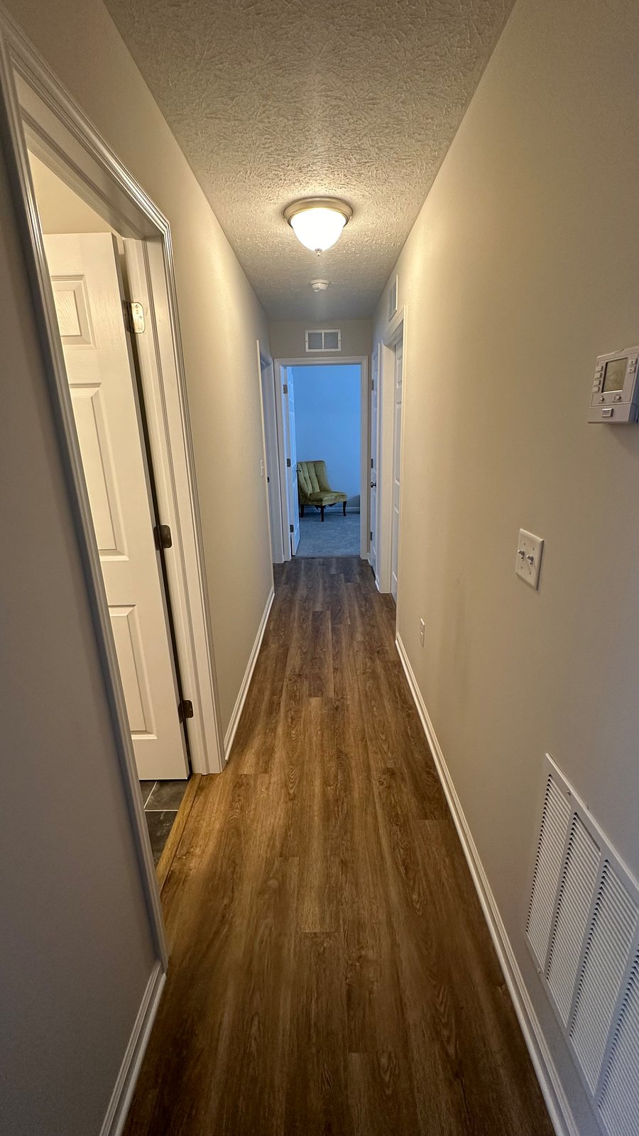 Hallway from Great Room to Bedrooms and Bathrooms